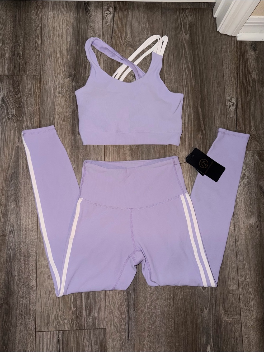 Lavender Strappy Sports Bra & High-Waist Leggings Set